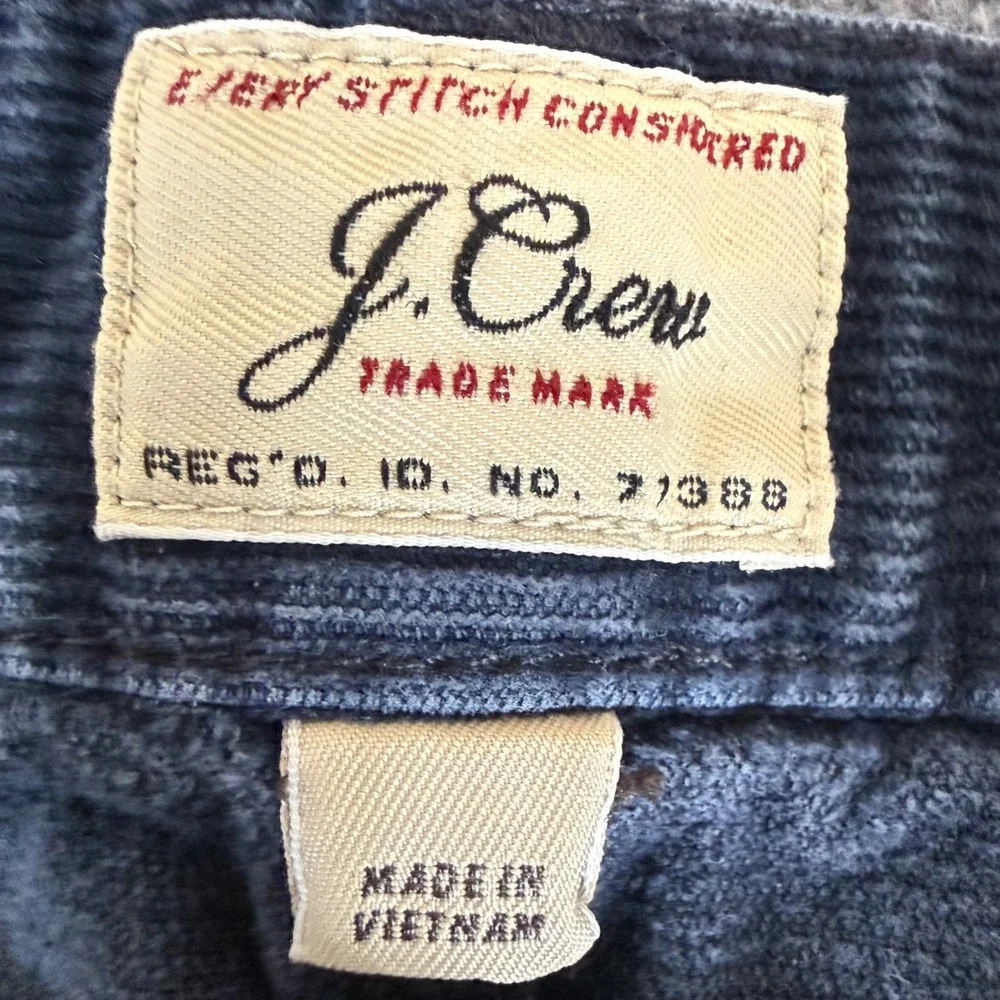 J.Crew Mens 484 Slim Fit Corduroy Pants Navy Blue 30x29 Stretch Cotton Casual